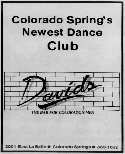 David's ad - OUT FRONT, Volume 12, Number 16, November 20, 1987.png