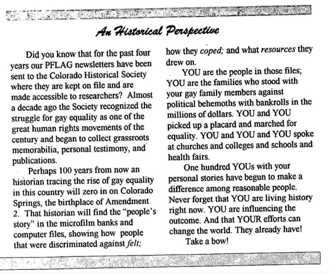 PFLAG Newsletter Excerpt - 1999 - An Historical Perspective.png